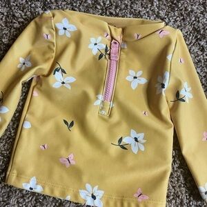 🐶🐶Carters 3 month yellow with floral print long sleeve swim top.🐶🐶